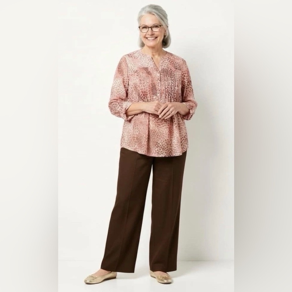 Ava & Grace Animal Print Blouse - Pink and Brown